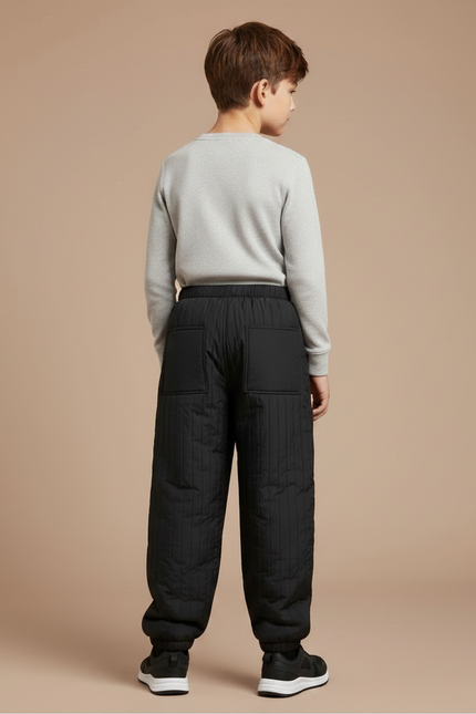 Pantalon Randonnée Noir Enfant Matelassé Doublé Chaud - Polyester - vue 2