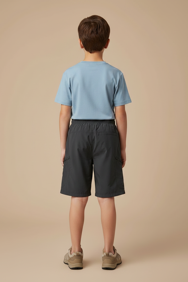 Pantalon Randonnée Gris Cargo Nylon Léger Enfant - Polyester - vue 2