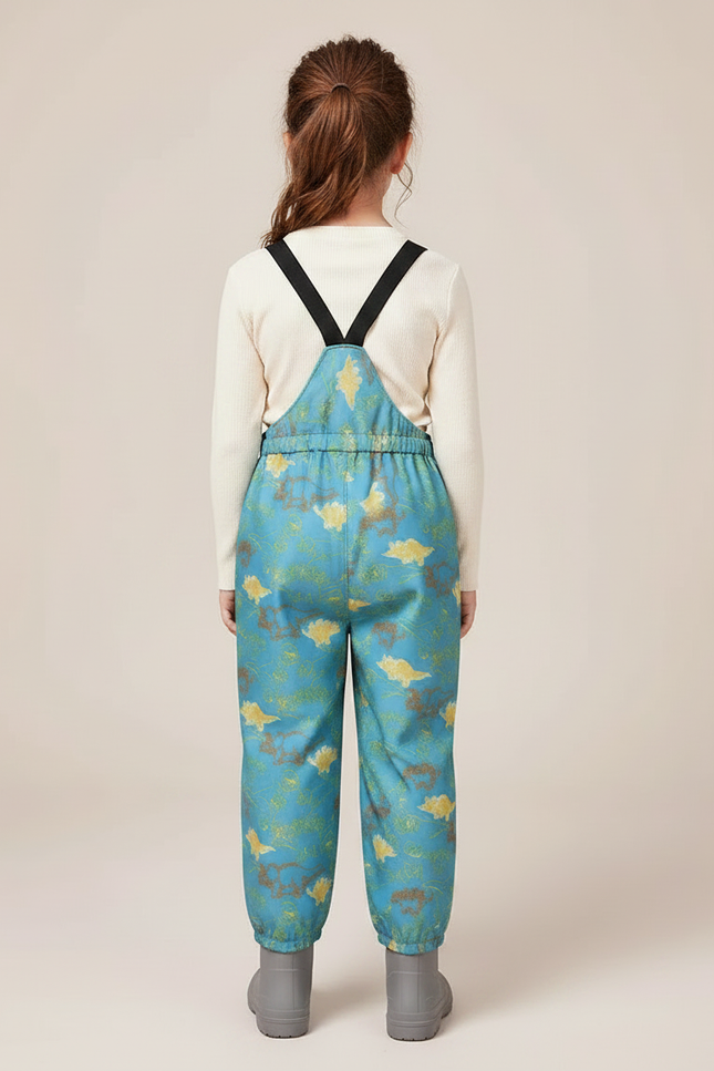 Pantalon Randonnée Turquoise Imperméable Motifs Dinosaures Enfant - Bleu Polyester - vue 2