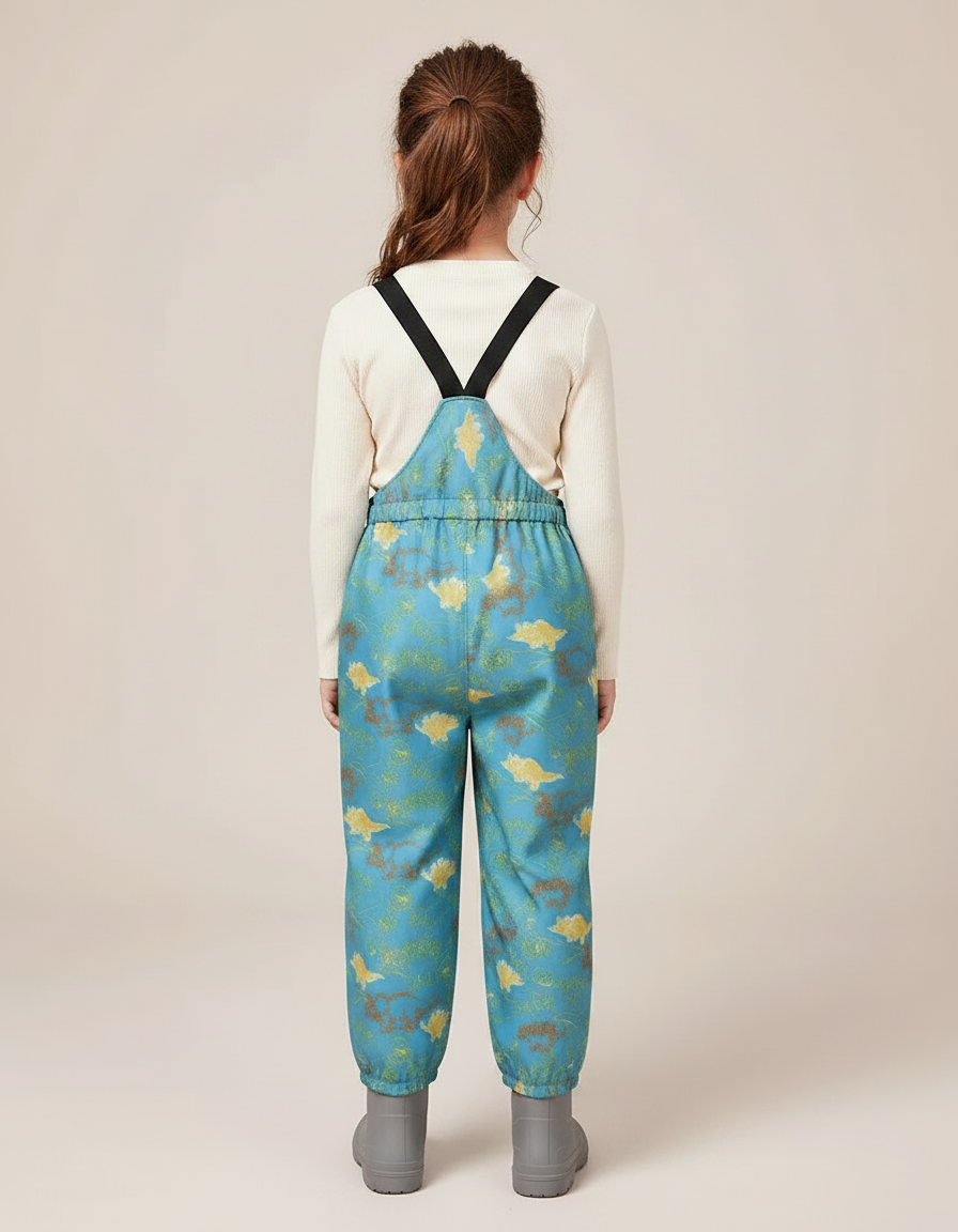 Pantalon Randonnée Turquoise Imperméable Motifs Dinosaures Enfant - Bleu Polyester - vue 2