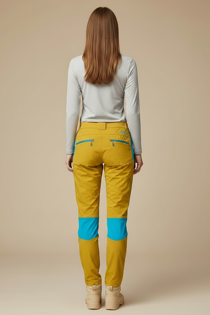 Pantalon Randonnée Jaune Turquoise Léger Extensible Femme - Polyester - vue 2