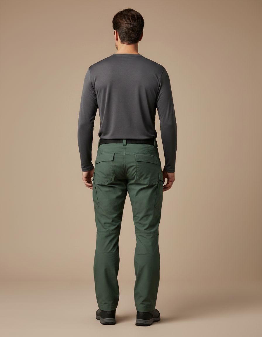 Pantalon Randonnée Vert Cargo Homme Tactique Multi-Poches - Polyester - vue 2