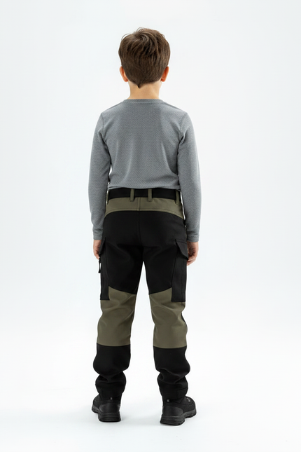 Pantalon Randonnée Kaki Noir Multipoches Enfant Robuste - Multicolore Polyester - vue 2