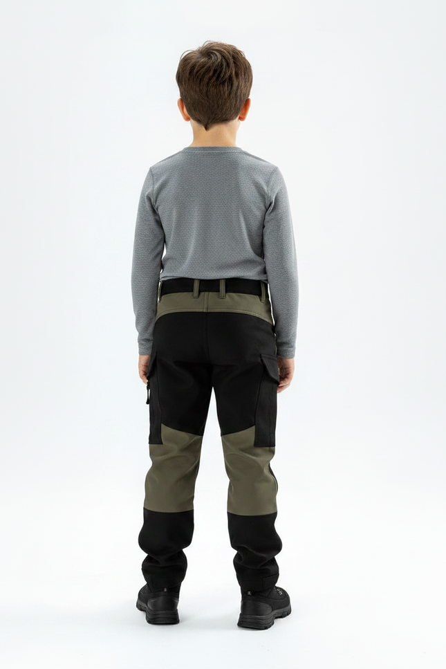 Pantalon Randonnée Kaki Noir Multipoches Enfant Robuste - Multicolore Polyester - vue 2