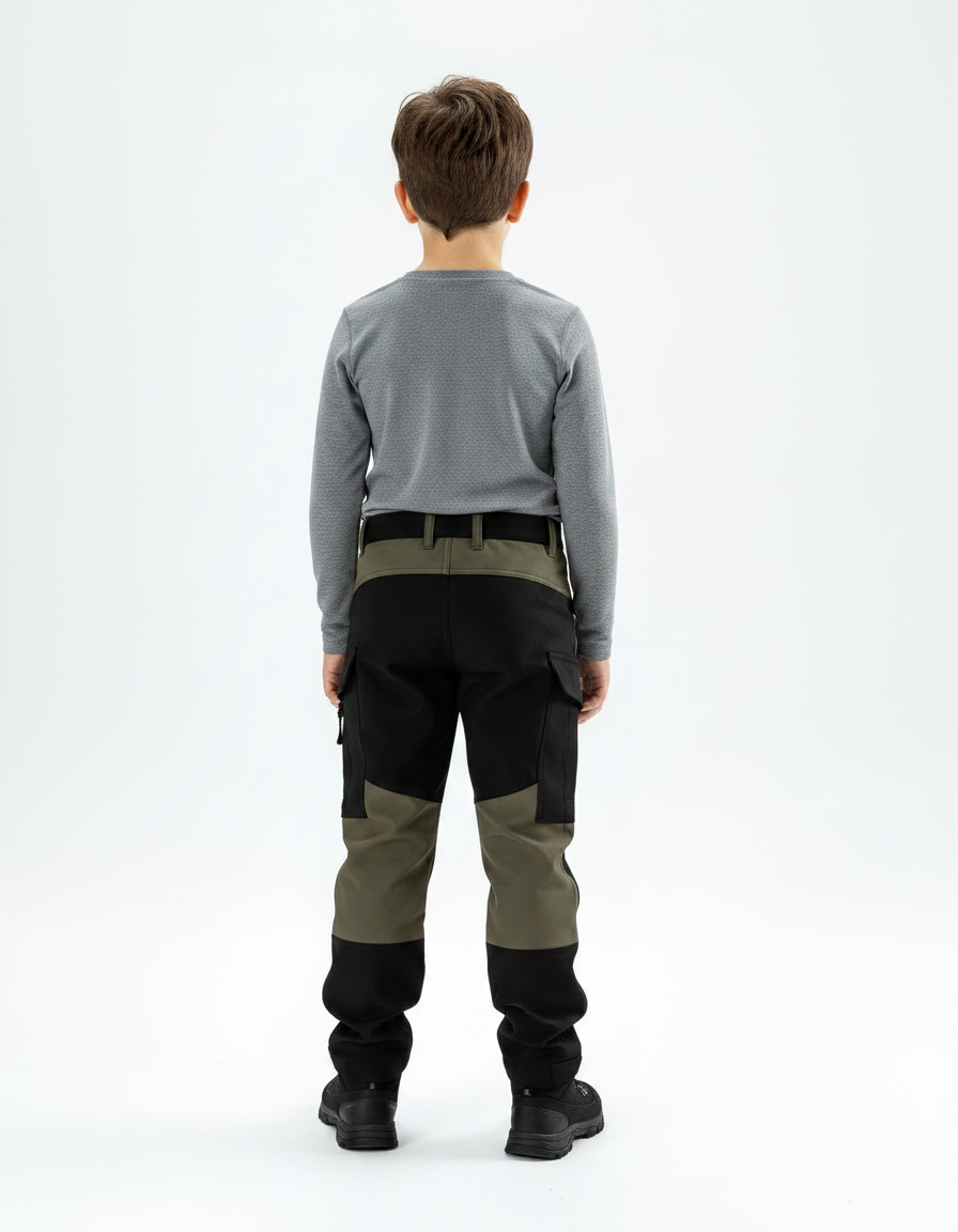 Pantalon Randonnée Kaki Noir Multipoches Enfant Robuste - Multicolore Polyester - vue 2
