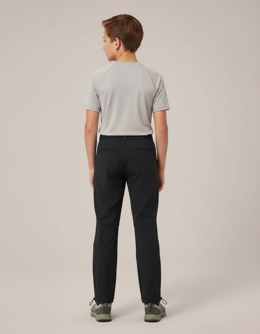 Pantalon Randonnée Noir Droit Cordon Enfant Sport - Polyester - vue 2