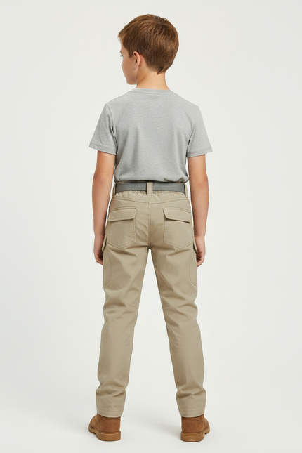 Pantalon Randonnée Beige Cargo Multipoches Enfant - Toile - vue 2