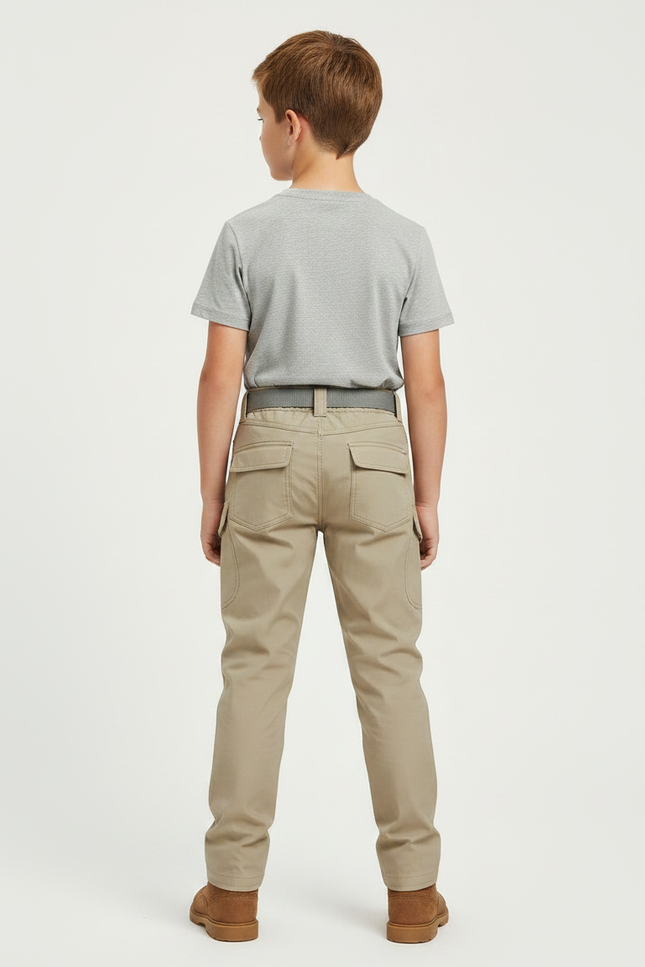 Pantalon Randonnée Beige Cargo Multipoches Enfant - Toile - vue 2