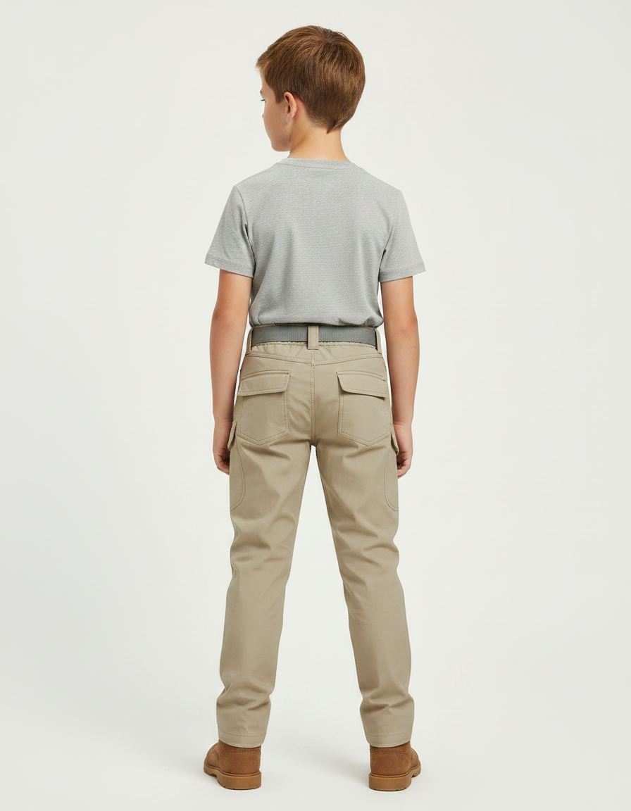 Pantalon Randonnée Beige Cargo Multipoches Enfant - Toile - vue 2