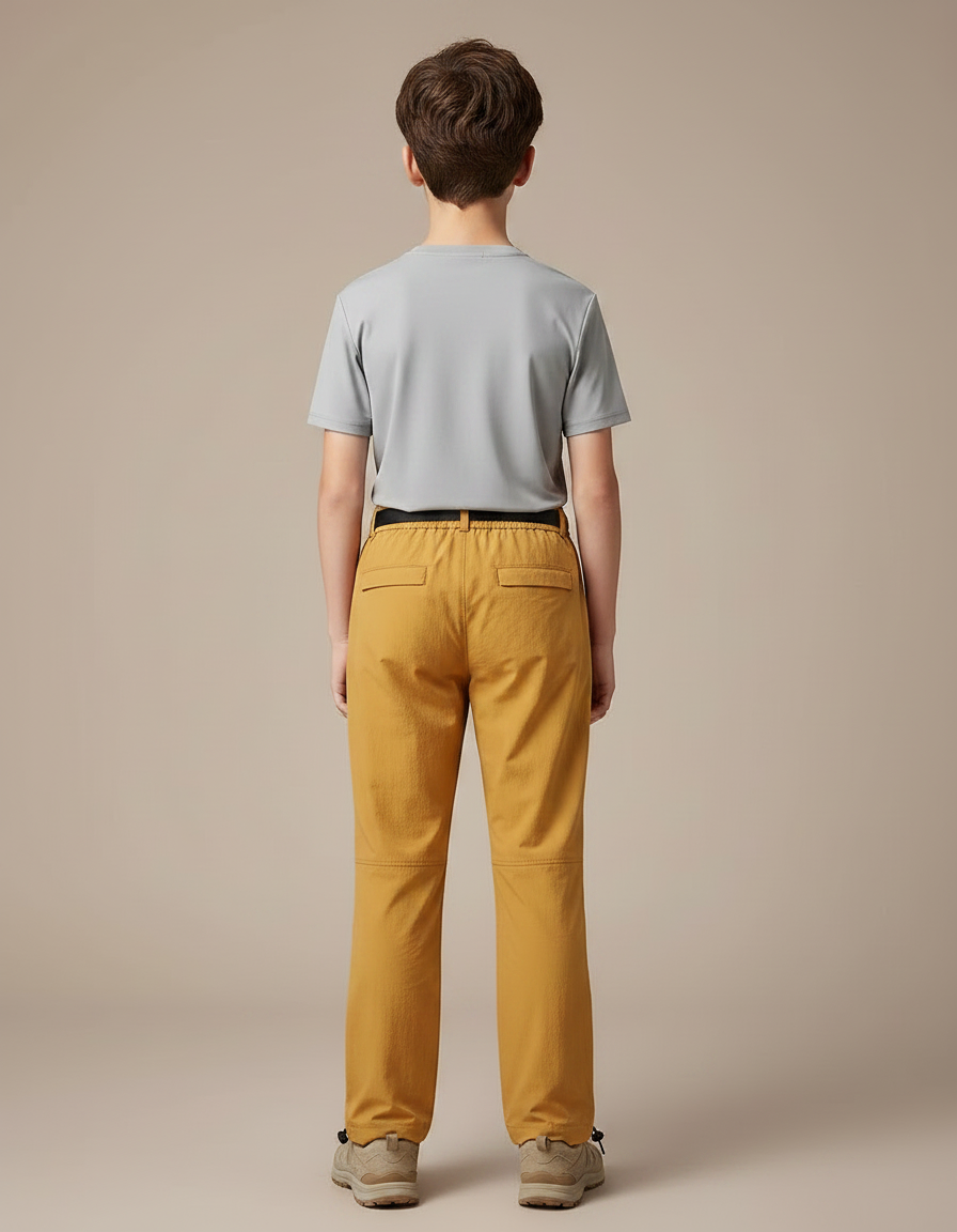Pantalon Randonnée Enfant Jaune Ample Léger Ceinturé - Polyester - vue 2