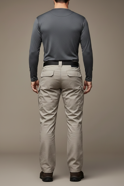 Pantalon Randonnée Beige Cargo Tactique Homme Multi-Poches - Polyester - vue 2