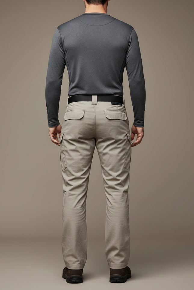 Pantalon Randonnée Beige Cargo Tactique Homme Multi-Poches - Polyester - vue 2
