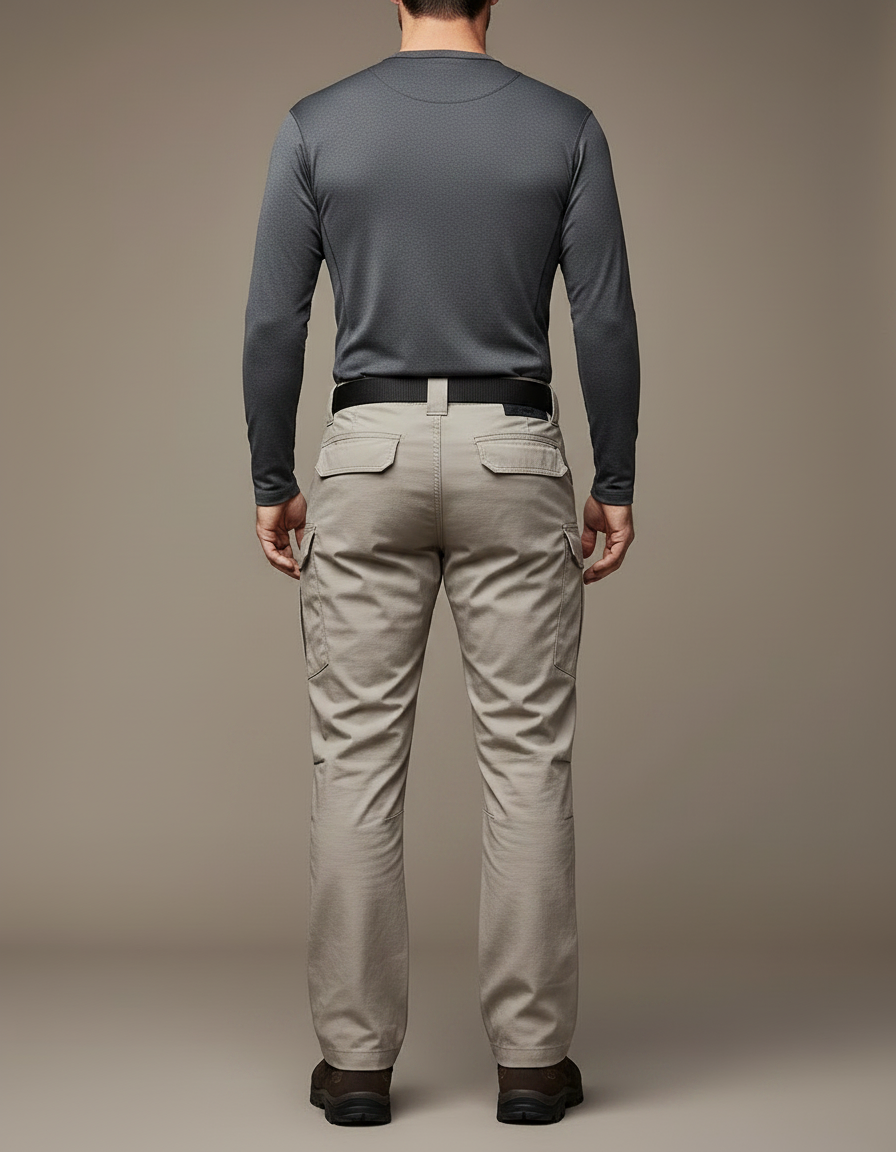 Pantalon Randonnée Beige Cargo Tactique Homme Multi-Poches - Polyester - vue 2