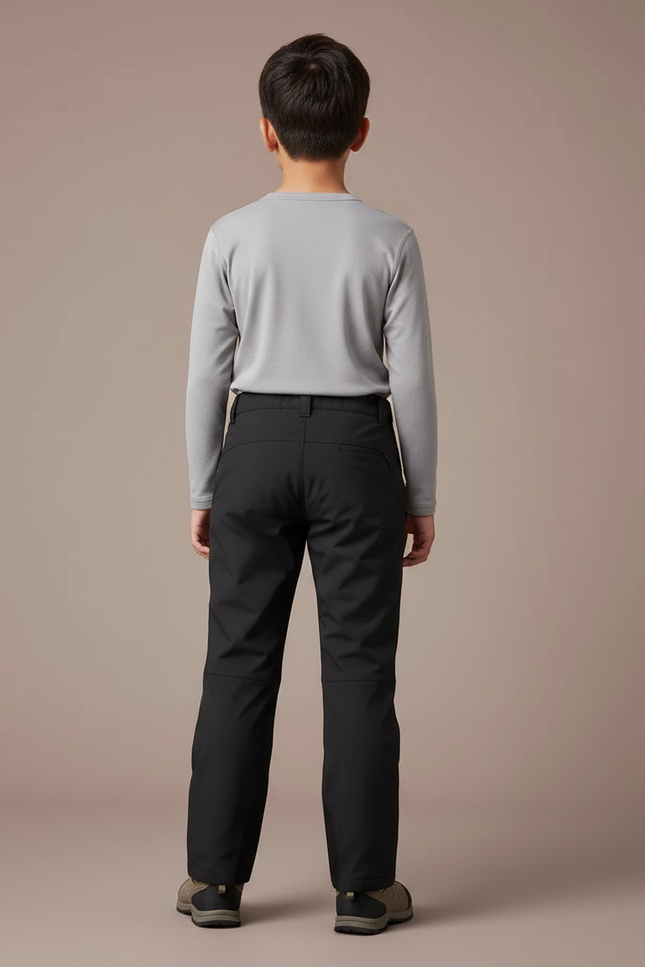 Pantalon Randonnée Noir Imperméable Épais Enfant Hiver - Polyester - vue 2