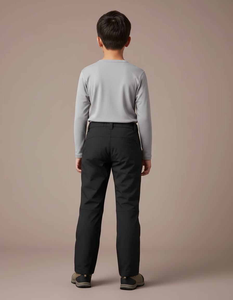 Pantalon Randonnée Noir Imperméable Épais Enfant Hiver - Polyester - vue 2