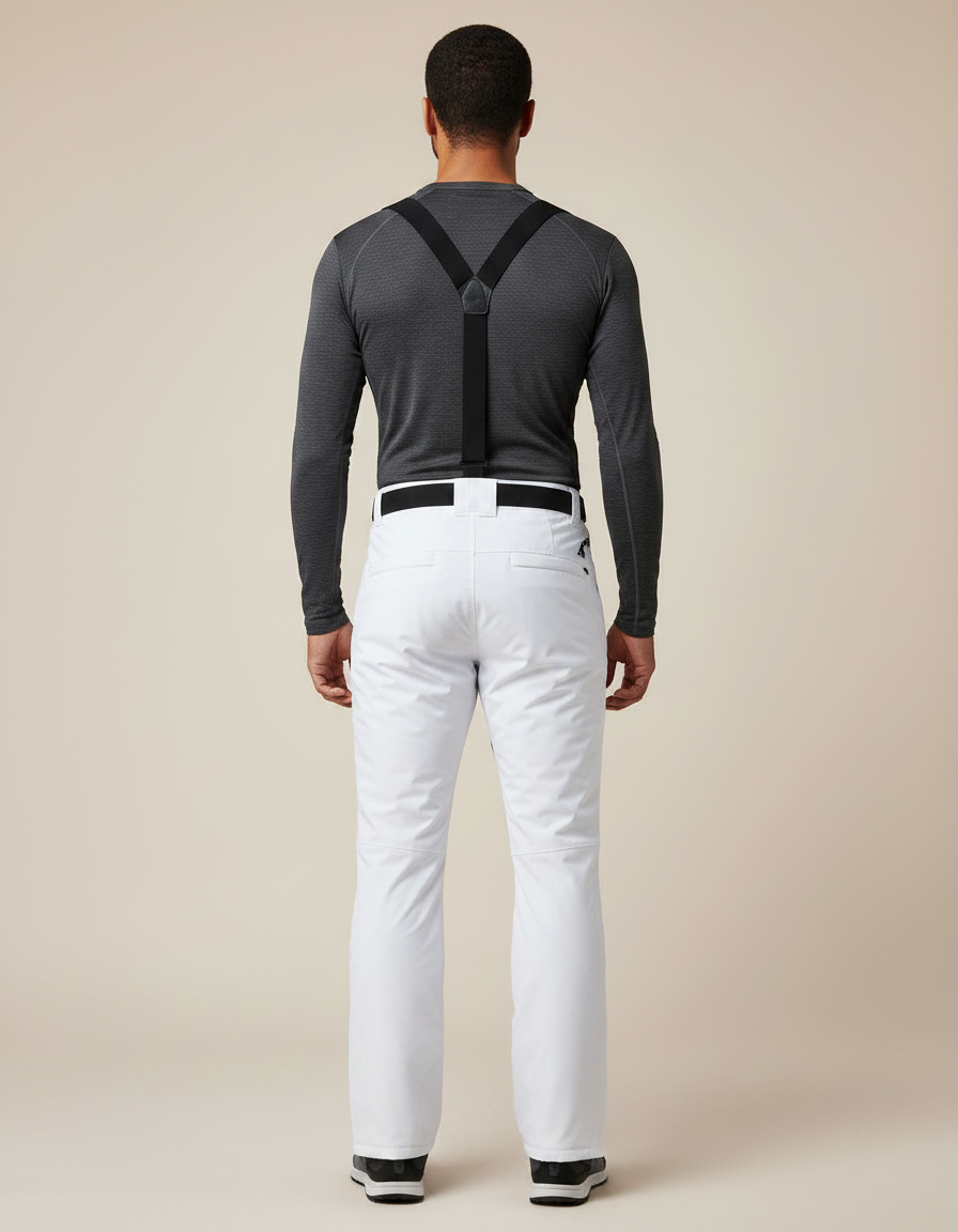 Pantalon Randonnée Blanc Droit Imperméable Bretelles Homme - Polyester - vue 2