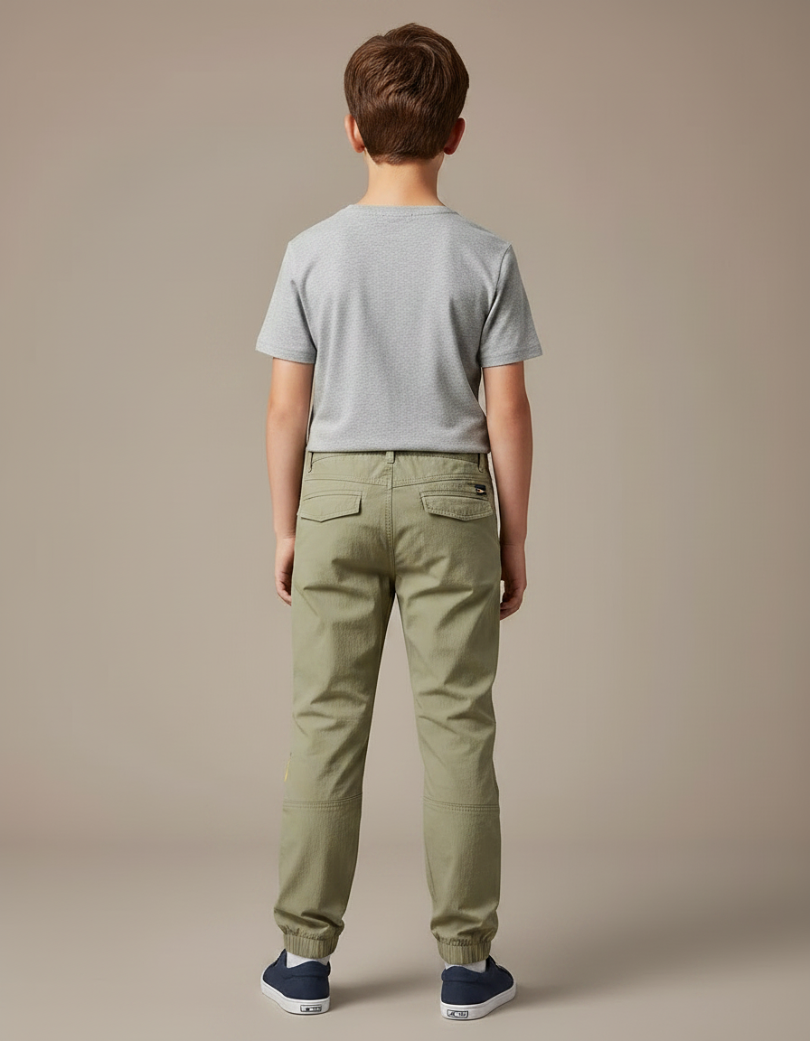 Pantalon Randonnée Kaki Enfant Léger Confortable Jogger - Polyester - vue 2