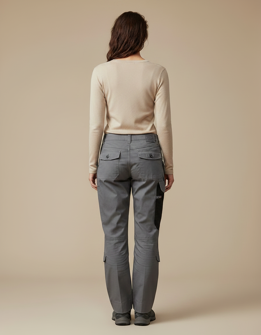 Pantalon Randonnée Gris Cargo Multipoches Renforcé Femme - Toile - vue 2