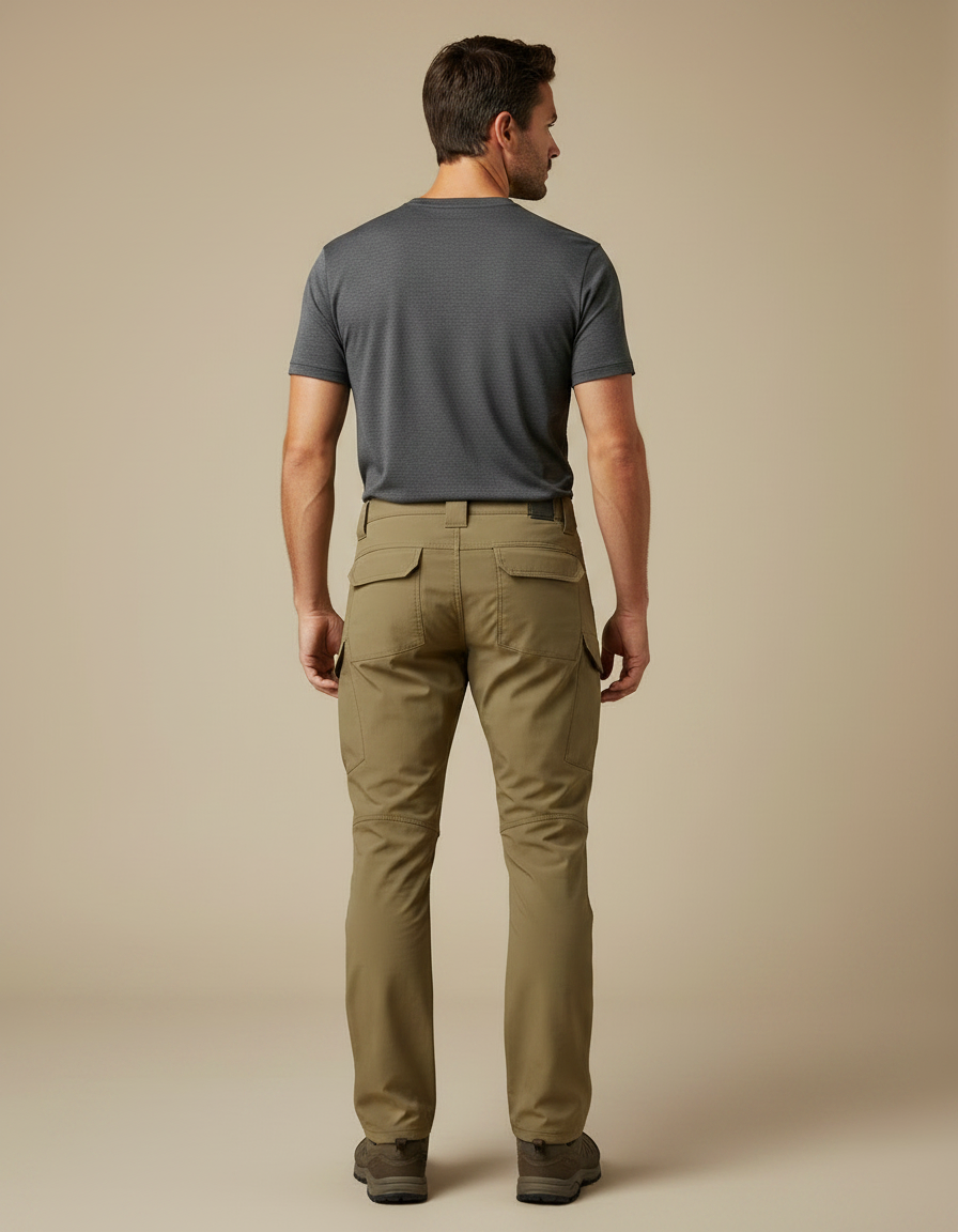 Pantalon Randonnée Kaki Homme Cargo Tactique Ajustable - Polyester - vue 2