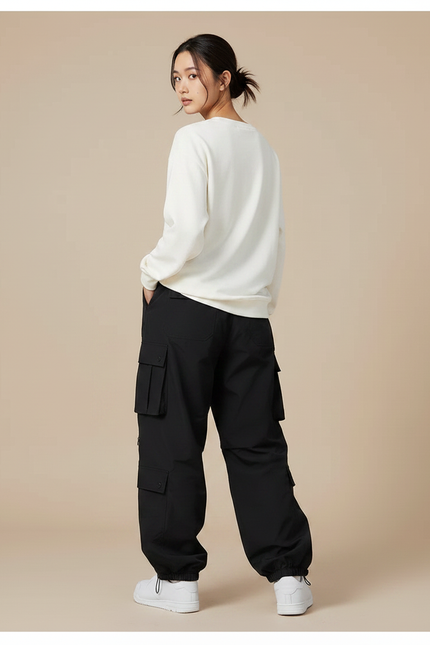 Pantalon Randonnée Noir Cargo Ample Femme Respirant - Polyester - vue 2
