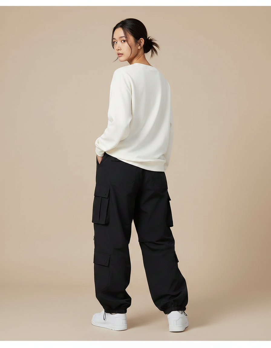 Pantalon Randonnée Noir Cargo Ample Femme Respirant - Polyester - vue 2