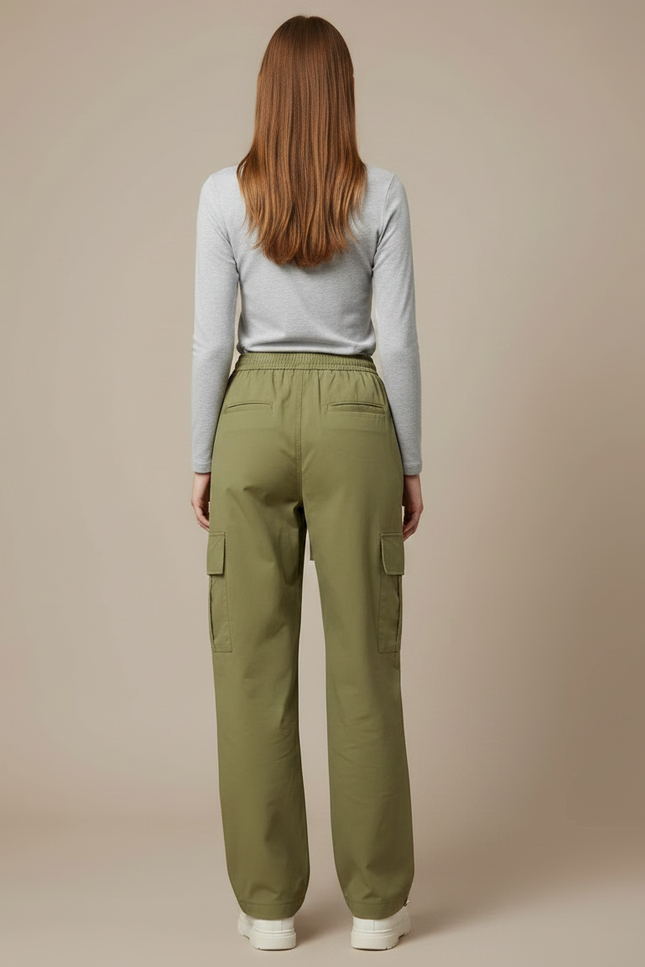 Pantalon Randonnée Kaki Cargo Ample Coton Femme - Polyester - vue 2