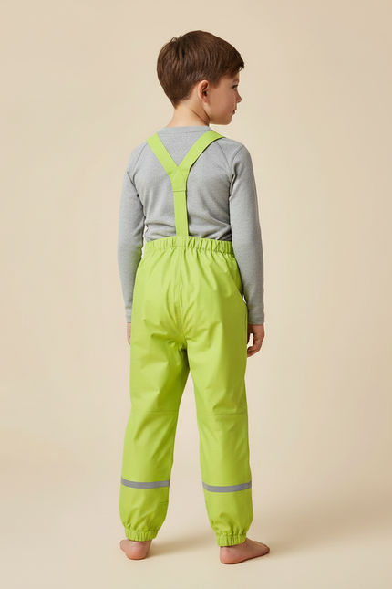 Pantalon Randonnée Vert Imperméable Bretelles Réfléchissant Enfant - Polyester - vue 2