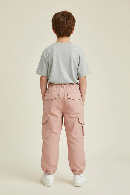 Pantalon Randonnée Rose Cargo Coton Ample Enfant - vue 2