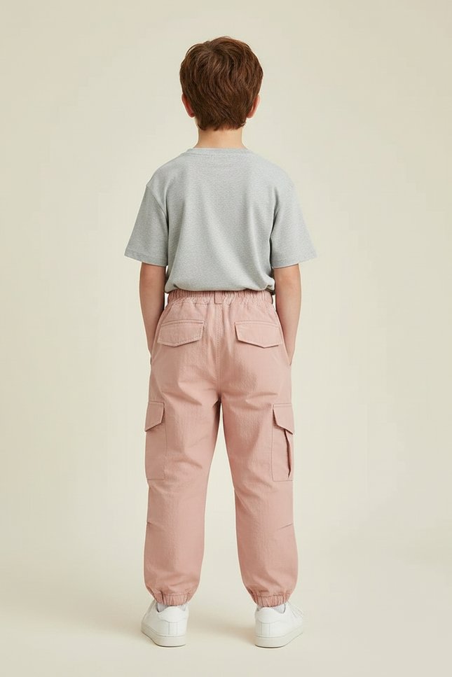Pantalon Randonnée Rose Cargo Coton Ample Enfant - vue 2