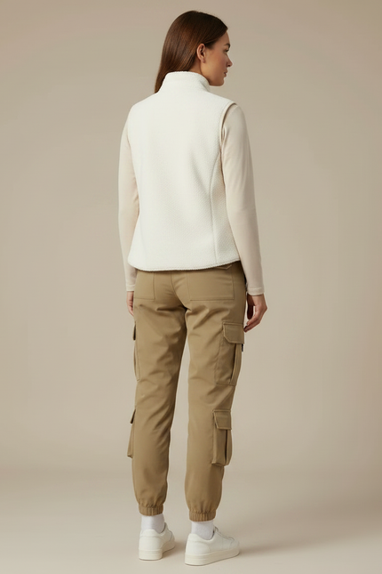 Pantalon Randonnée Beige Cargo Confortable Multipoches Femme - Gabardine - vue 2