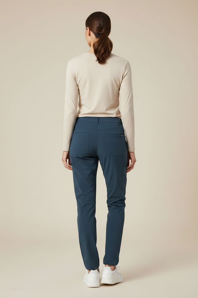 Pantalon Randonnée Femme Cargo Bleu Extensible Léger - Polyester - vue 2