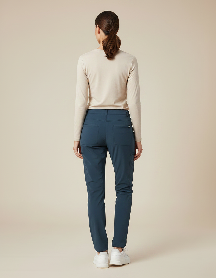 Pantalon Randonnée Femme Cargo Bleu Extensible Léger - Polyester - vue 2