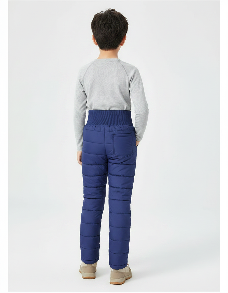 Pantalon Randonnée Bleu Matelassé Chaud Hiver Enfant - Marine Polyester - vue 2