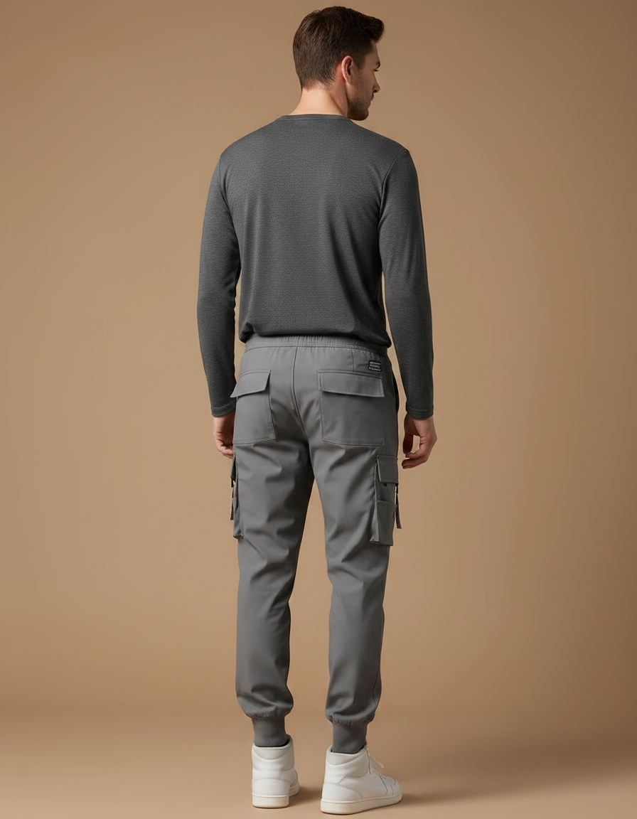 Pantalon Randonnée Gris Cargo Jogger Multi-poches Homme - Polyester - vue 2