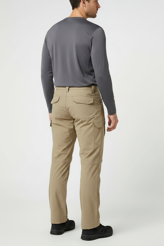 Pantalon Randonnée Beige Cargo Tactique Homme Multi-Poches Confortable - Toile - vue 2