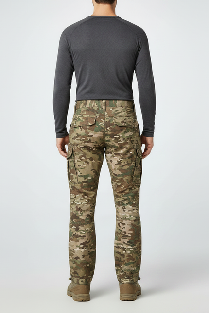 Pantalon Randonnée Camouflage Militaire Multipoches Homme Robuste - Multicolore Toile - vue 2
