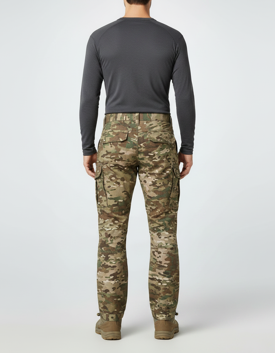 Pantalon Randonnée Camouflage Militaire Multipoches Homme Robuste - Multicolore Toile - vue 2