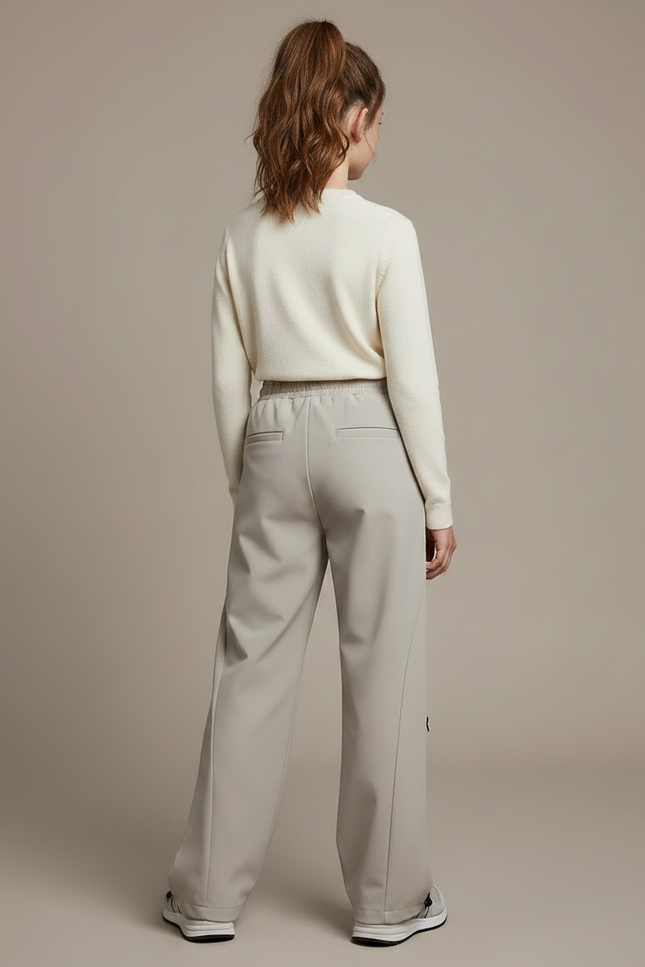 Pantalon Randonnée Gris Ample Cordon Zippé Fille - Polyester - vue 2
