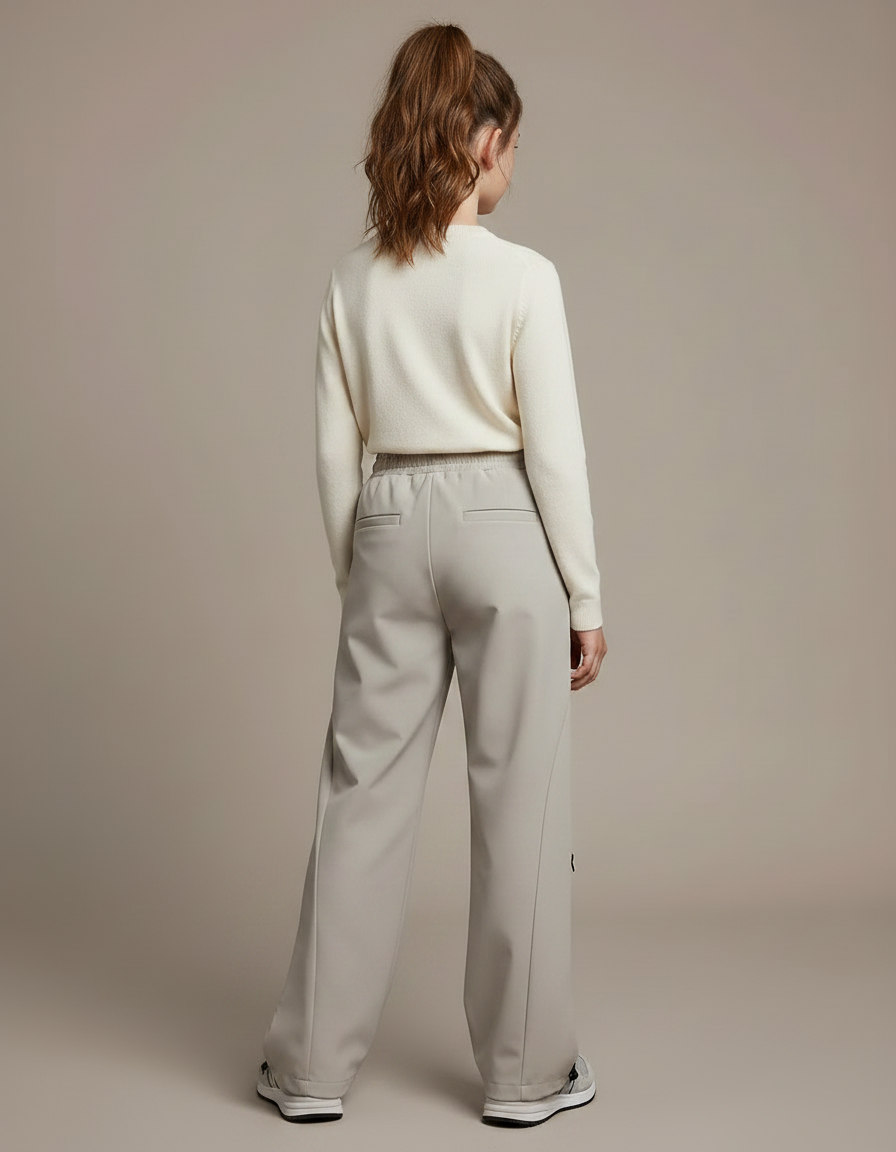 Pantalon Randonnée Gris Ample Cordon Zippé Fille - Polyester - vue 2