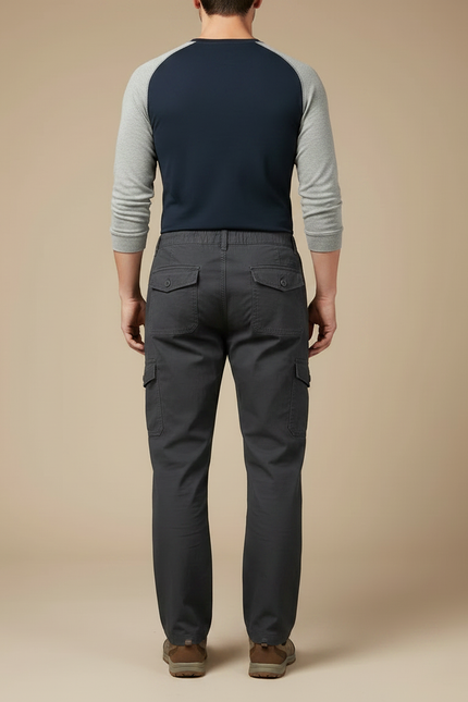 Pantalon Randonnée Gris Anthracite Cargo Ample Homme - Coton - vue 2