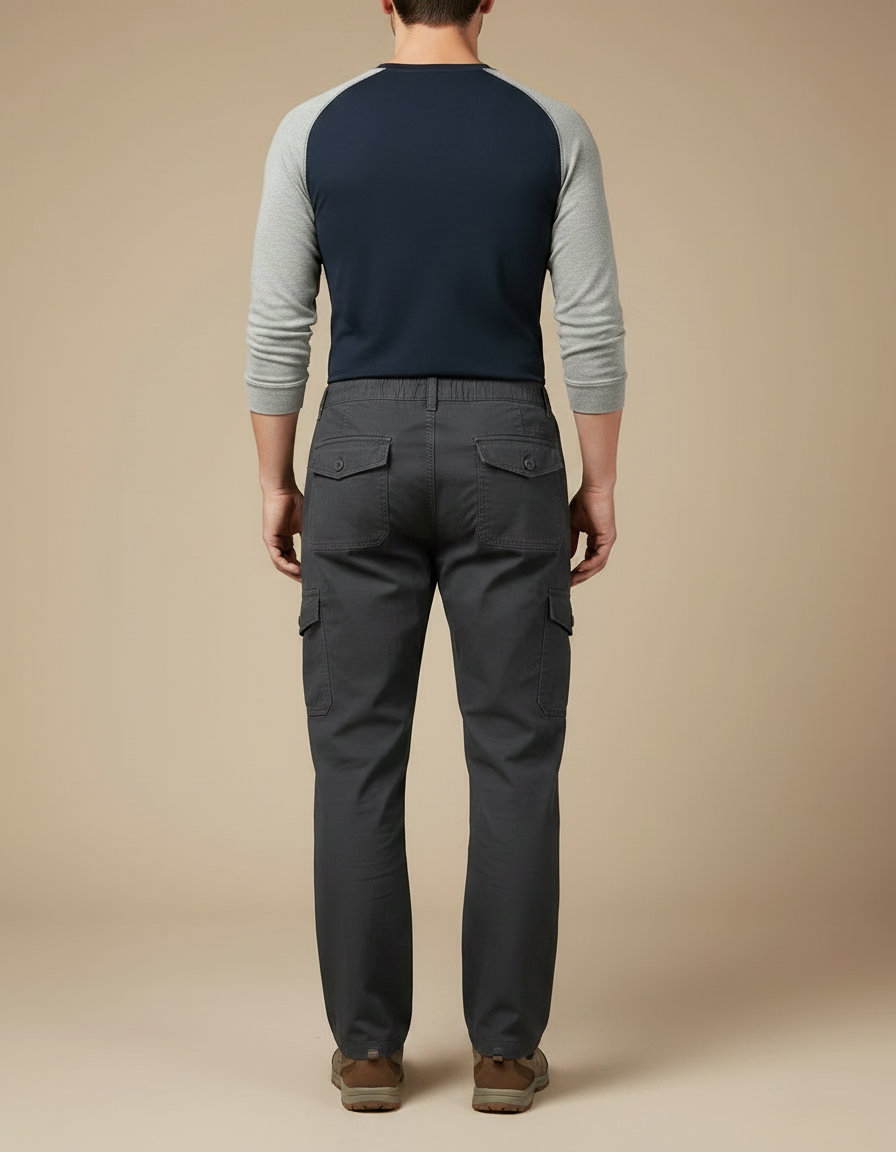 Pantalon Randonnée Gris Anthracite Cargo Ample Homme - Coton - vue 2