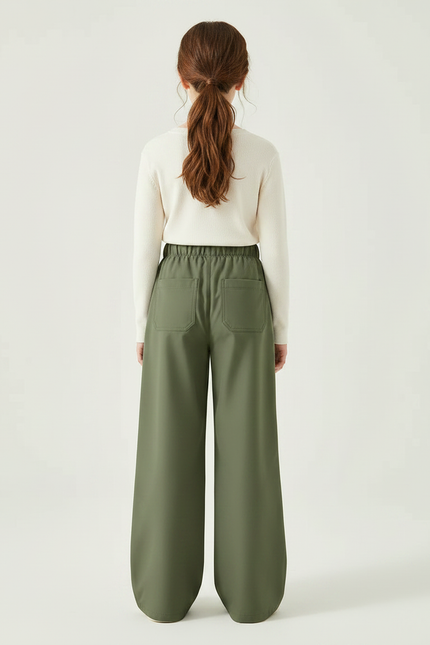 Pantalon Randonnée Vert Ample Cargo Enfant Léger - Kaki Polyester - vue 2