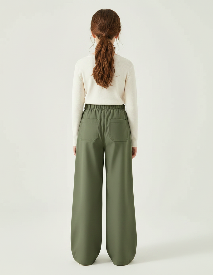 Pantalon Randonnée Vert Ample Cargo Enfant Léger - Kaki Polyester - vue 2