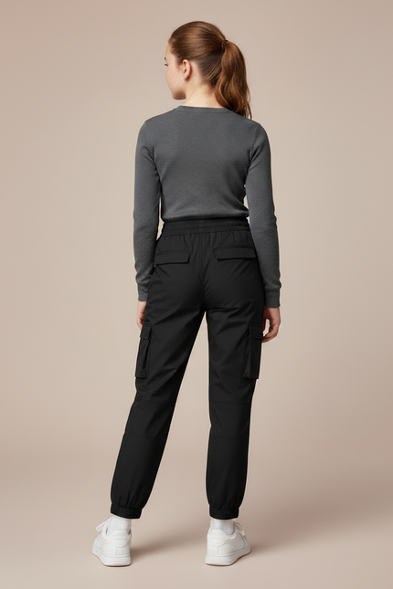 Pantalon Randonnée Noir Cargo Élastique Enfant - Polyester - vue 2