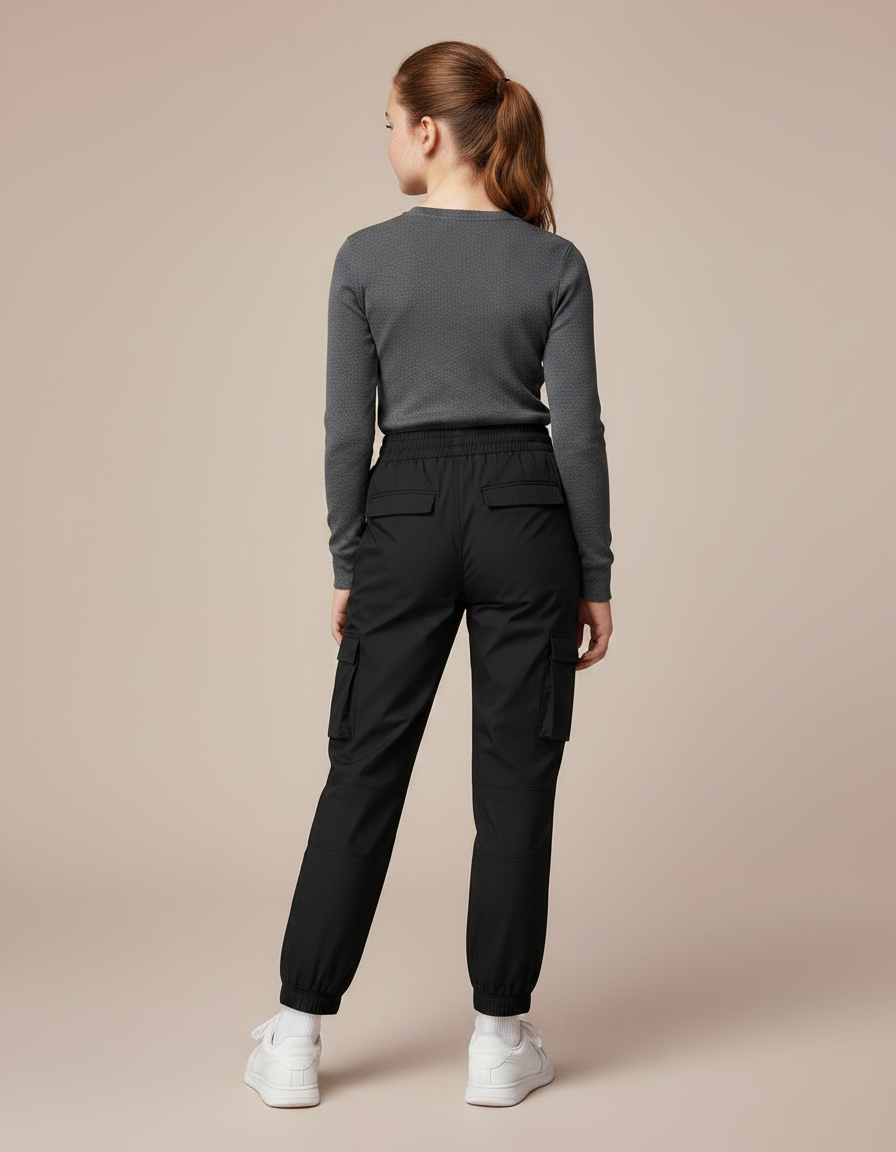 Pantalon Randonnée Noir Cargo Élastique Enfant - Polyester - vue 2