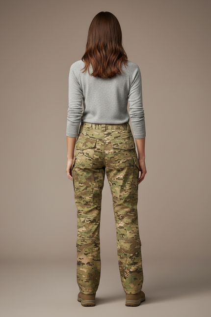 Pantalon Randonnée Multicam Cargo Robuste Femme Renforcé - Multicolore Toile - vue 2