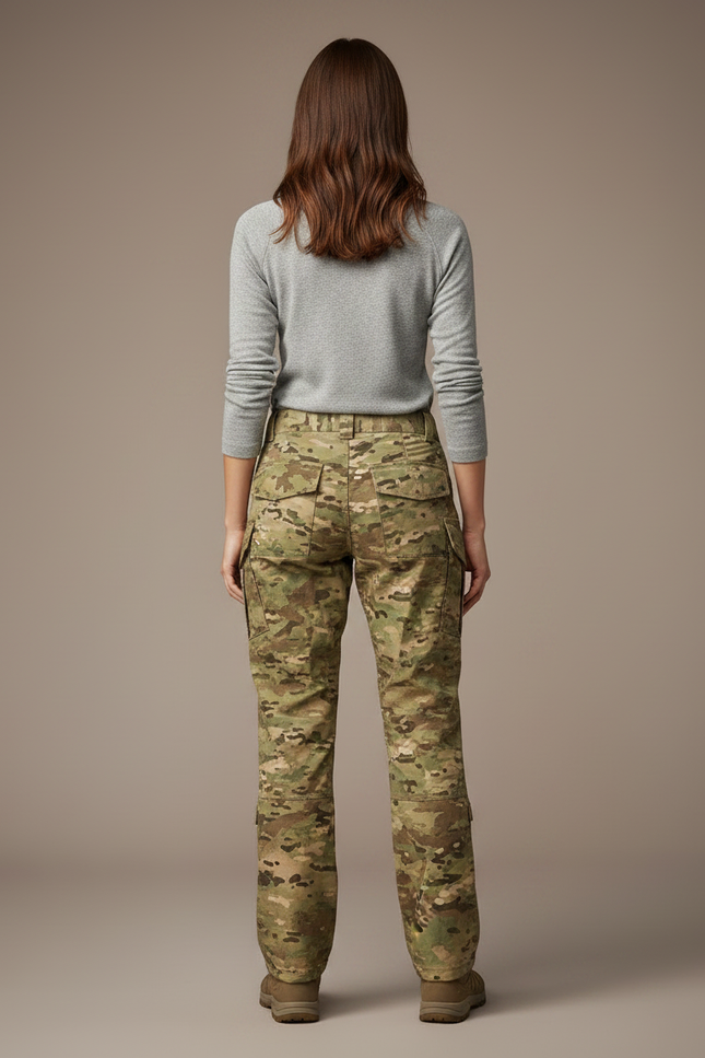 Pantalon Randonnée Multicam Cargo Robuste Femme Renforcé - Multicolore Toile - vue 2