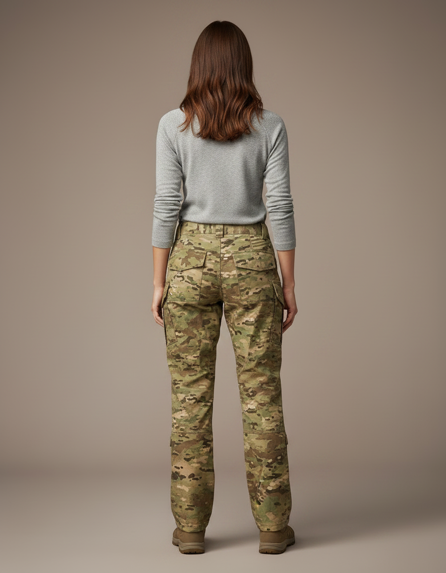 Pantalon Randonnée Multicam Cargo Robuste Femme Renforcé - Multicolore Toile - vue 2