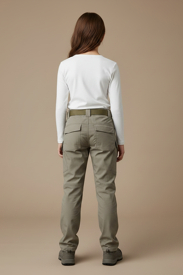 Pantalon Randonnée Cargo Kaki Multipoches Coupe Droite - Polyester - vue 2