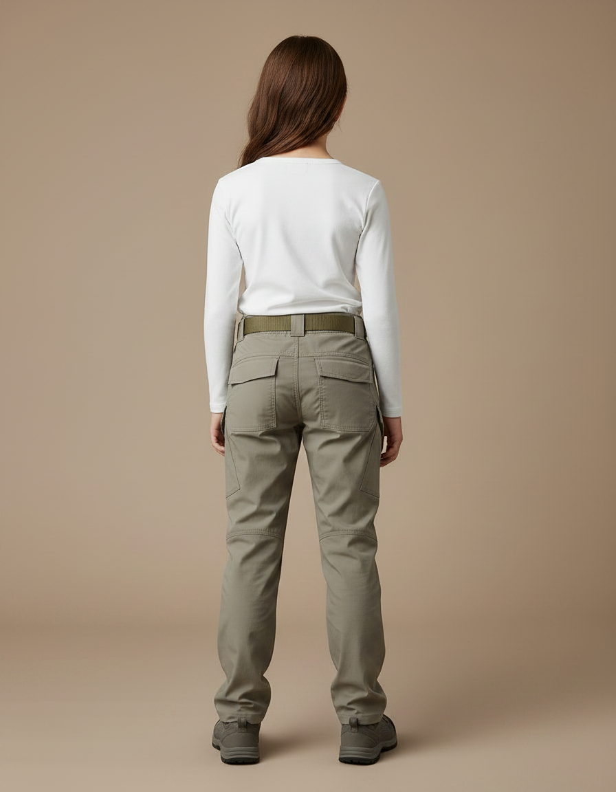 Pantalon Randonnée Cargo Kaki Multipoches Coupe Droite - Polyester - vue 2